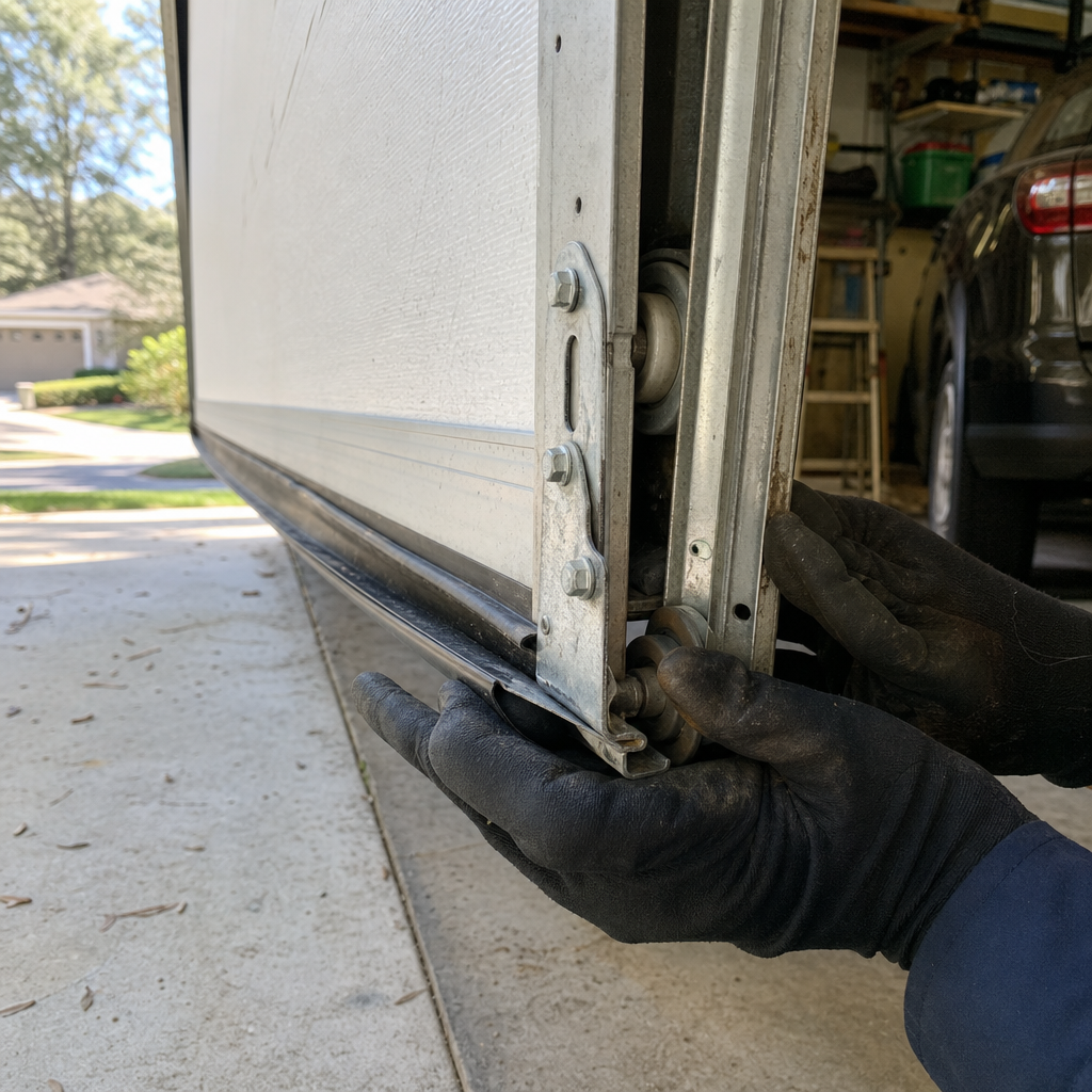 Emergency garage door repair, track and roller adjustment in Orange Park, FL