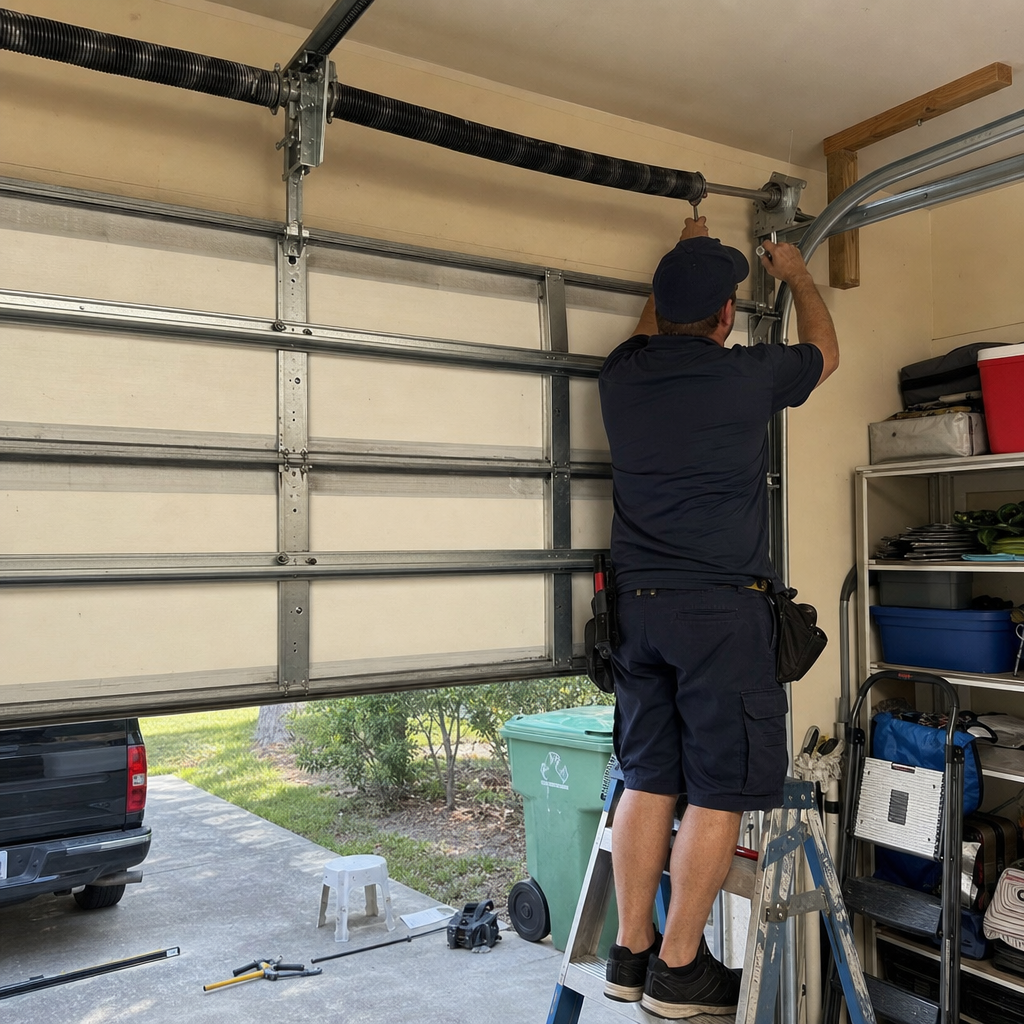 Professional performing emergency garage door repair in Orange Park, FL